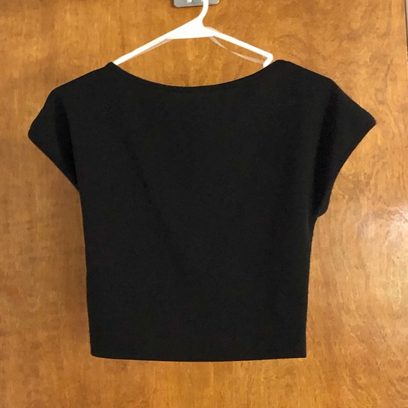 Black Crossover Crop Top - Picture 3 of 6